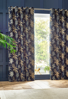 Galapagos Eyelet, Navy - Ready Made Curtains